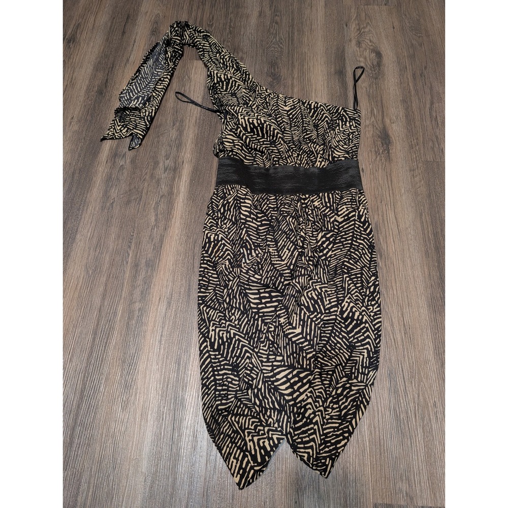 MM Couture One Shoulder Dress Womens XS Black Tan‎ Party Cocktail